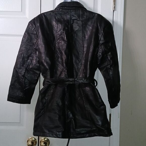 Navarre Leather Company vintage  genuine leather belted jacket Sz L NWOT - Picture 5 of 10